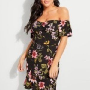 [GUESS] Floral Off the Shoulder Dress XS
